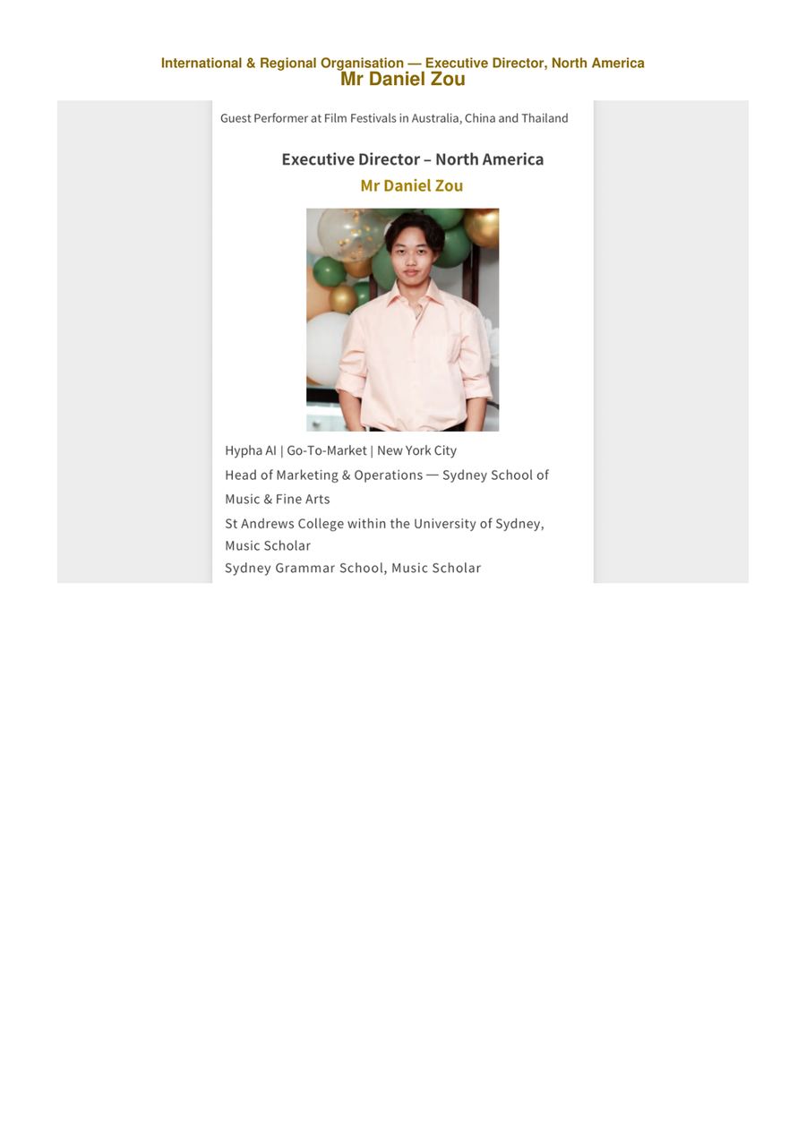 Mr Daniel Zou